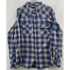 Blake Shelton Shirt Mens L Long Sleeve Plaid Button Up Pearl Snap Blue Western